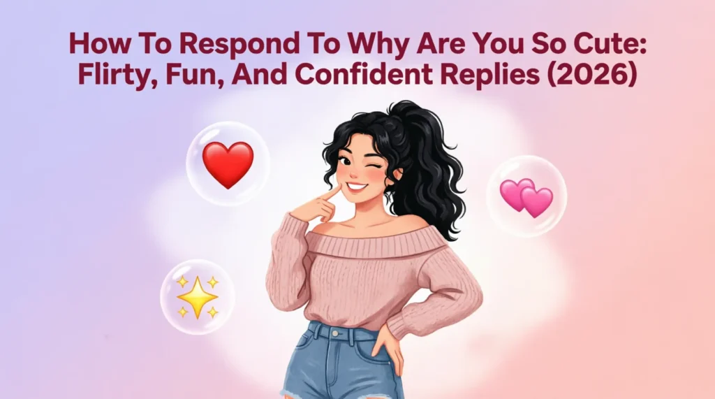 How To Respond To Why Are You So Cute: Flirty, Fun, And Confident Replies (2026) In short, when someone asks "why are you so cute," they’re usually flirting or giving you a compliment in a playful way. The best response keeps that light energy going—whether you reply with humor, confidence, or a little teasing. The goal isn’t perfection; it’s creating a fun moment that keeps the conversation flowing. Why How To Respond To Why Are You So Cute Feels Tricky Your phone lights up with a message. “Why are you so cute?” You stare at the screen for a moment. It’s flattering, but also oddly stressful. Do you joke back? Say thank you? Act mysterious? Suddenly the pressure to send the perfect response feels real. This moment feels awkward because compliments with a playful twist often carry hidden emotional signals. Communication researchers note that when someone says something like this, they’re often testing the social vibe between you. Your reply shows whether you’re interested, confident, shy, or unsure. Part of the challenge with how to respond to why are you so cute is that the question isn’t really a question. It’s usually a flirt disguised as curiosity. And that means your response shapes the tone of everything that comes next. What Your Reply Really Communicates When someone asks why you’re so cute, your words do more than answer the question. They reveal how comfortable you are with attention and how you feel about the person saying it. Different replies send very different signals. Playful confidence shows you’re comfortable with the compliment. A simple “thanks” keeps things friendly but neutral. Self-deprecating replies can accidentally sound insecure. Ignoring the message may come across as disinterest. Social psychologists often point out that light compliments like this are small “connection tests.” Your response doesn’t need to be perfect—it just needs to keep the moment warm and natural. Understanding how to respond to why are you so cute means recognizing that the real goal is conversation, not explanation. 12 Best Ways to Reply to How To Respond To Why Are You So Cute Below are real replies you can actually send. Choose the tone that fits your personality and the relationship you have with the person. Playful and Flirty Replies “I was born this way. I can’t help it.” “I could ask you the same thing.” “Careful… compliments like that might go to my head.” “Maybe you just have good taste.” These work best when the vibe is clearly playful or romantic. A light tease shows confidence and keeps the flirtation alive without making things awkward. Sweet and Appreciative Replies “Aw, that’s really sweet of you to say.” “You’re making me blush right now.” “That’s kind of you… I’ll take the compliment.” “Thank you, that just made my day.” These responses are warm and genuine. If you like the person but want to keep things soft and friendly, this style fits perfectly. Funny and Witty Replies “It’s my secret superpower.” “Years of practice.” “I have a great skincare routine and good vibes.” “I signed a contract to be adorable.” Humor works especially well when you’re comfortable with the person. It takes pressure off the moment and turns the compliment into a shared laugh. Confident and Bold Replies “Someone had to be.” “I guess you finally noticed.” “I try my best.” “That’s what happens when you hang around cool people.” Bold replies show confidence without sounding arrogant when delivered with a smile. If you naturally lean toward playful confidence, this style often creates the strongest spark. No matter which option you choose, the key to how to respond to why are you so cute is authenticity. If it sounds like something you would naturally say, it will always work better. Tone Matching — Reading the Situation First Before you send your reply, take a second to read the situation. Context changes everything. How well you know them If it’s a close friend or crush, playful replies usually work well. If it’s someone you barely know, a simple appreciative response may feel more comfortable. Where the conversation is happening Text messages, Instagram comments, or dating apps all carry slightly different tones. Casual platforms allow more humor and teasing. The vibe of the conversation If the chat has already been playful, lean into that energy. If the tone has been calm and friendly, a warm reply fits better. Their personality Some people naturally joke and flirt. Others are more reserved. Matching their energy makes your response feel natural. Etiquette experts often say the best communication mirrors the emotional tone of the other person. The best reply in how to respond to why are you so cute is simply the one that sounds like you. What NOT to Say When Someone Says How To Respond To Why Are You So Cute “I’m not cute at all.” This rejects the compliment and can make the other person feel awkward. “Because everyone says I am.” It can accidentally sound arrogant. “I don’t know.” Technically honest, but it kills the conversation. Ignoring the message entirely when it’s clearly playful. Responding with a long explanation about your looks or personality. Most mistakes happen when people overthink compliments. The moment is meant to be light and fun, so the best responses keep things simple rather than turning it into a serious discussion. Real-Life Examples — How It Plays Out Aisha was texting someone she’d recently met. During a late-night conversation, he suddenly wrote, “Why are you so cute?” She paused for a moment, then replied, “Maybe you just have good taste.” He laughed, sent a smiling emoji, and the conversation naturally turned into playful teasing for the next hour. Later that week, Daniel received the same message from someone he liked. He panicked and typed, “I’m really not though.” The mood immediately shifted. Realizing it sounded awkward, he quickly followed up with, “But thank you… that’s really nice of you to say.” The conversation recovered, and they ended up joking about it afterward. Moments like these show that how to respond to why are you so cute isn’t about perfect wording. It’s about keeping the connection comfortable and real. FAQs About How To Respond To Why Are You So Cute Is “why are you so cute” flirting? Most of the time, yes. When someone asks this, they’re usually expressing attraction or playful admiration. In many situations, how to respond to why are you so cute becomes part of a light flirtation rather than a literal question. Should I say thank you when someone says I’m cute? Absolutely. A simple thank-you is always a safe and kind response. Even if you add humor or teasing, acknowledging the compliment keeps the interaction positive. What if I feel shy responding? If you’re shy, keep it simple. Something like “Aw, thank you” or “You’re too kind” works perfectly. The best approach to how to respond to why are you so cute doesn’t require confidence—just sincerity. How do you respond if your crush says it? If your crush says it, you can lean slightly flirty. A playful reply like “Maybe you’re just easily charmed” keeps the moment fun without sounding overly intense. Can responding playfully make the conversation better? Yes. Playful responses often create a shared moment of humor or flirtation. Communication researchers note that light teasing can increase feelings of connection when both people enjoy the tone. Final Thoughts Searching for how to respond to why are you so cute usually means you wanted to say the right thing in a small but meaningful moment. Compliments like this carry a little spark of curiosity and attraction, which is why they can make you pause before replying. The truth is, there isn’t one perfect response. A playful joke, a warm thank-you, or a confident tease can all work beautifully when they sound like you. Trust your instincts, enjoy the compliment, and remember—sometimes the best reply is simply the one that makes both of you smile before you hit send.