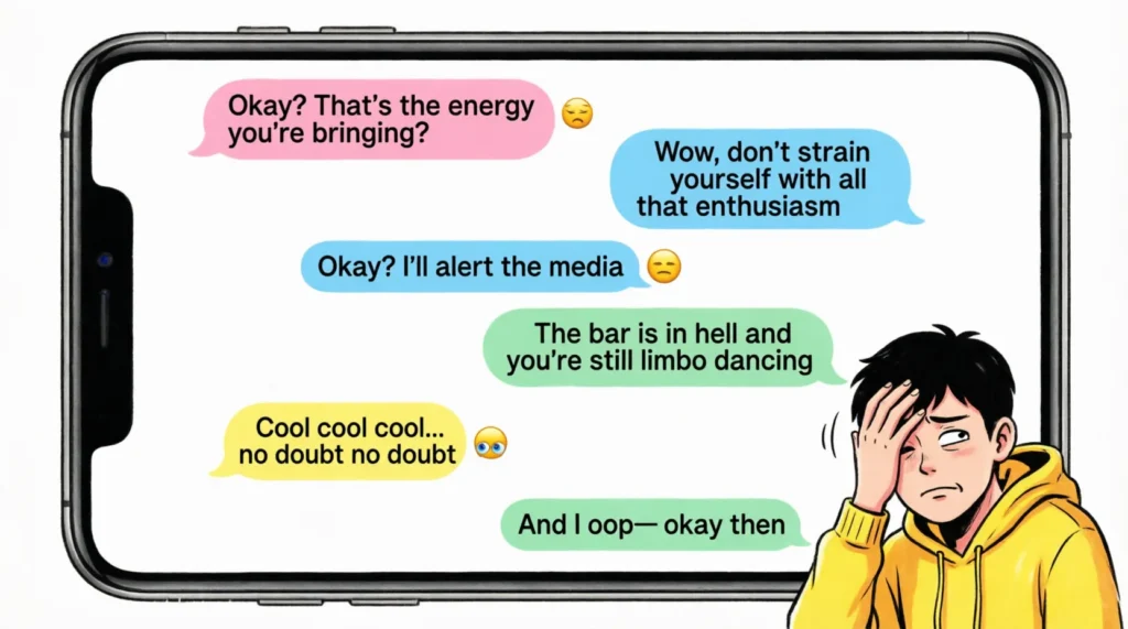sarcastic funny replies to okay text