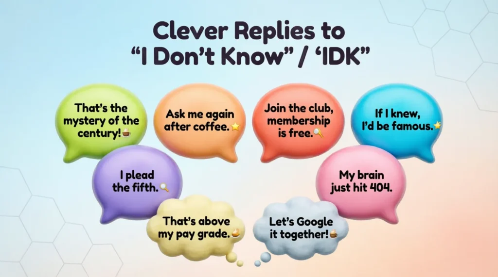 clever replies to i dont know idk