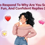 How To Respond To Why Are You So Cute: Flirty, Fun, And Confident Replies (2026) In short, when someone asks "why are you so cute," they’re usually flirting or giving you a compliment in a playful way. The best response keeps that light energy going—whether you reply with humor, confidence, or a little teasing. The goal isn’t perfection; it’s creating a fun moment that keeps the conversation flowing. Why How To Respond To Why Are You So Cute Feels Tricky Your phone lights up with a message. “Why are you so cute?” You stare at the screen for a moment. It’s flattering, but also oddly stressful. Do you joke back? Say thank you? Act mysterious? Suddenly the pressure to send the perfect response feels real. This moment feels awkward because compliments with a playful twist often carry hidden emotional signals. Communication researchers note that when someone says something like this, they’re often testing the social vibe between you. Your reply shows whether you’re interested, confident, shy, or unsure. Part of the challenge with how to respond to why are you so cute is that the question isn’t really a question. It’s usually a flirt disguised as curiosity. And that means your response shapes the tone of everything that comes next. What Your Reply Really Communicates When someone asks why you’re so cute, your words do more than answer the question. They reveal how comfortable you are with attention and how you feel about the person saying it. Different replies send very different signals. Playful confidence shows you’re comfortable with the compliment. A simple “thanks” keeps things friendly but neutral. Self-deprecating replies can accidentally sound insecure. Ignoring the message may come across as disinterest. Social psychologists often point out that light compliments like this are small “connection tests.” Your response doesn’t need to be perfect—it just needs to keep the moment warm and natural. Understanding how to respond to why are you so cute means recognizing that the real goal is conversation, not explanation. 12 Best Ways to Reply to How To Respond To Why Are You So Cute Below are real replies you can actually send. Choose the tone that fits your personality and the relationship you have with the person. Playful and Flirty Replies “I was born this way. I can’t help it.” “I could ask you the same thing.” “Careful… compliments like that might go to my head.” “Maybe you just have good taste.” These work best when the vibe is clearly playful or romantic. A light tease shows confidence and keeps the flirtation alive without making things awkward. Sweet and Appreciative Replies “Aw, that’s really sweet of you to say.” “You’re making me blush right now.” “That’s kind of you… I’ll take the compliment.” “Thank you, that just made my day.” These responses are warm and genuine. If you like the person but want to keep things soft and friendly, this style fits perfectly. Funny and Witty Replies “It’s my secret superpower.” “Years of practice.” “I have a great skincare routine and good vibes.” “I signed a contract to be adorable.” Humor works especially well when you’re comfortable with the person. It takes pressure off the moment and turns the compliment into a shared laugh. Confident and Bold Replies “Someone had to be.” “I guess you finally noticed.” “I try my best.” “That’s what happens when you hang around cool people.” Bold replies show confidence without sounding arrogant when delivered with a smile. If you naturally lean toward playful confidence, this style often creates the strongest spark. No matter which option you choose, the key to how to respond to why are you so cute is authenticity. If it sounds like something you would naturally say, it will always work better. Tone Matching — Reading the Situation First Before you send your reply, take a second to read the situation. Context changes everything. How well you know them If it’s a close friend or crush, playful replies usually work well. If it’s someone you barely know, a simple appreciative response may feel more comfortable. Where the conversation is happening Text messages, Instagram comments, or dating apps all carry slightly different tones. Casual platforms allow more humor and teasing. The vibe of the conversation If the chat has already been playful, lean into that energy. If the tone has been calm and friendly, a warm reply fits better. Their personality Some people naturally joke and flirt. Others are more reserved. Matching their energy makes your response feel natural. Etiquette experts often say the best communication mirrors the emotional tone of the other person. The best reply in how to respond to why are you so cute is simply the one that sounds like you. What NOT to Say When Someone Says How To Respond To Why Are You So Cute “I’m not cute at all.” This rejects the compliment and can make the other person feel awkward. “Because everyone says I am.” It can accidentally sound arrogant. “I don’t know.” Technically honest, but it kills the conversation. Ignoring the message entirely when it’s clearly playful. Responding with a long explanation about your looks or personality. Most mistakes happen when people overthink compliments. The moment is meant to be light and fun, so the best responses keep things simple rather than turning it into a serious discussion. Real-Life Examples — How It Plays Out Aisha was texting someone she’d recently met. During a late-night conversation, he suddenly wrote, “Why are you so cute?” She paused for a moment, then replied, “Maybe you just have good taste.” He laughed, sent a smiling emoji, and the conversation naturally turned into playful teasing for the next hour. Later that week, Daniel received the same message from someone he liked. He panicked and typed, “I’m really not though.” The mood immediately shifted. Realizing it sounded awkward, he quickly followed up with, “But thank you… that’s really nice of you to say.” The conversation recovered, and they ended up joking about it afterward. Moments like these show that how to respond to why are you so cute isn’t about perfect wording. It’s about keeping the connection comfortable and real. FAQs About How To Respond To Why Are You So Cute Is “why are you so cute” flirting? Most of the time, yes. When someone asks this, they’re usually expressing attraction or playful admiration. In many situations, how to respond to why are you so cute becomes part of a light flirtation rather than a literal question. Should I say thank you when someone says I’m cute? Absolutely. A simple thank-you is always a safe and kind response. Even if you add humor or teasing, acknowledging the compliment keeps the interaction positive. What if I feel shy responding? If you’re shy, keep it simple. Something like “Aw, thank you” or “You’re too kind” works perfectly. The best approach to how to respond to why are you so cute doesn’t require confidence—just sincerity. How do you respond if your crush says it? If your crush says it, you can lean slightly flirty. A playful reply like “Maybe you’re just easily charmed” keeps the moment fun without sounding overly intense. Can responding playfully make the conversation better? Yes. Playful responses often create a shared moment of humor or flirtation. Communication researchers note that light teasing can increase feelings of connection when both people enjoy the tone. Final Thoughts Searching for how to respond to why are you so cute usually means you wanted to say the right thing in a small but meaningful moment. Compliments like this carry a little spark of curiosity and attraction, which is why they can make you pause before replying. The truth is, there isn’t one perfect response. A playful joke, a warm thank-you, or a confident tease can all work beautifully when they sound like you. Trust your instincts, enjoy the compliment, and remember—sometimes the best reply is simply the one that makes both of you smile before you hit send.