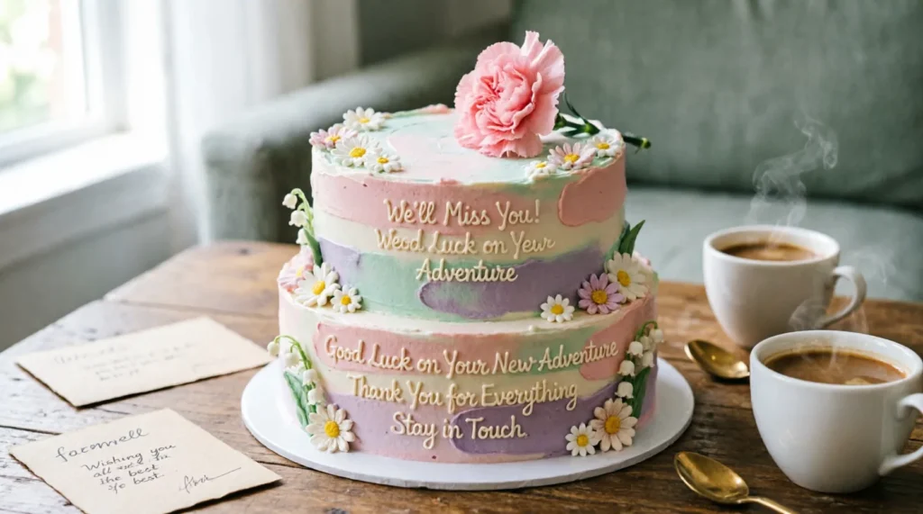 simple sweet farewell cake messages for coworkers