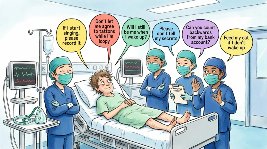 funny things to say before going under anesthesia